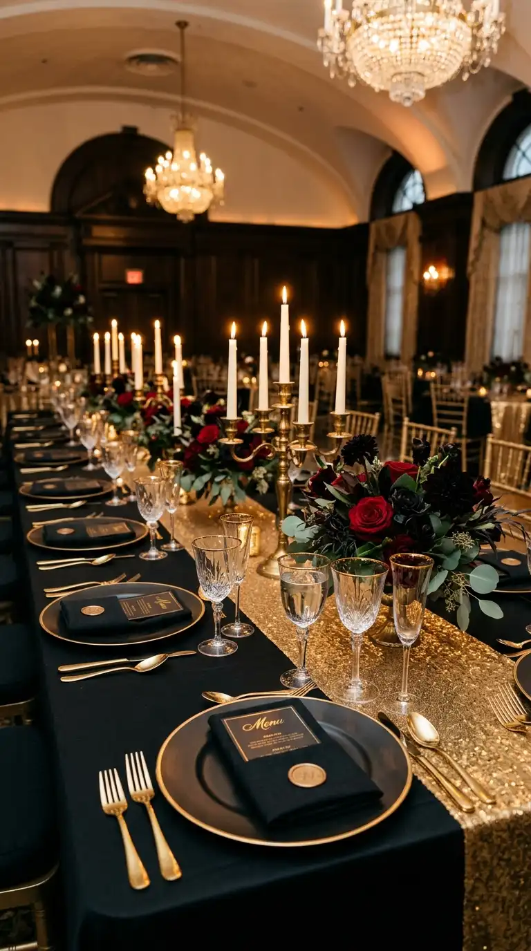 Black And Gold Tablescape
