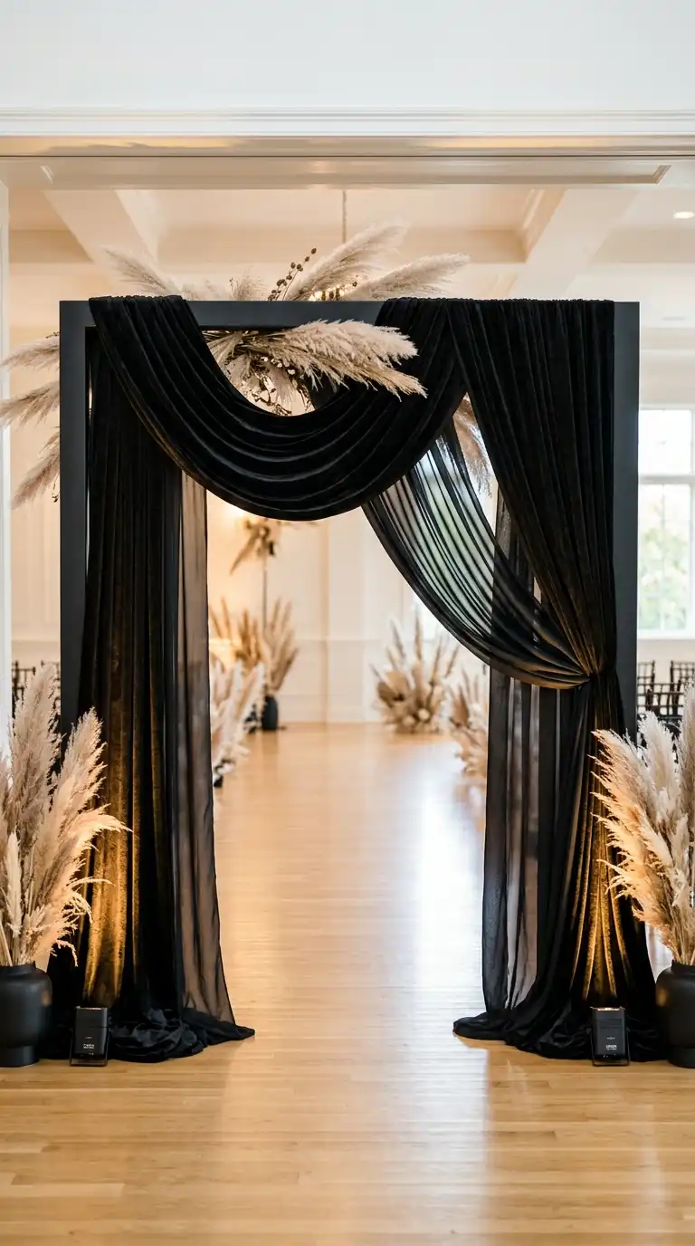 Black Draped Ceremony Entrance