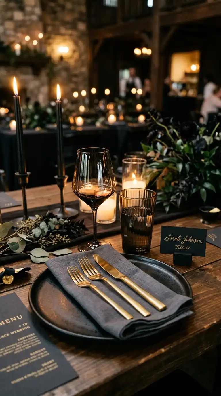 Black Glass Table Settings