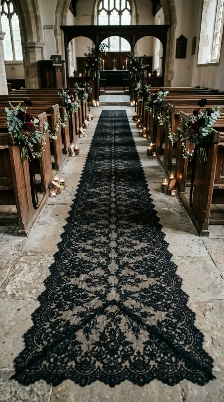 Black Lace Aisle Runner