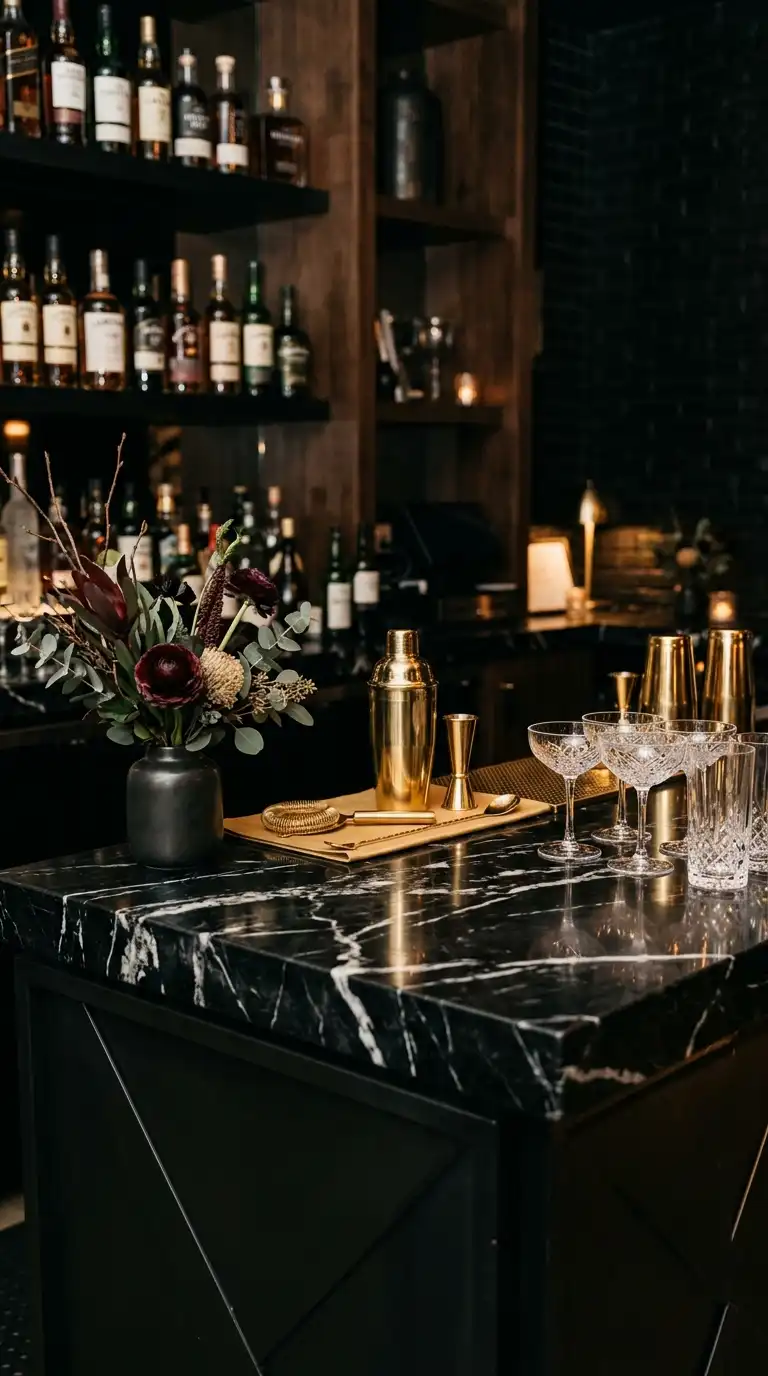 Black Marble Wedding Bar
