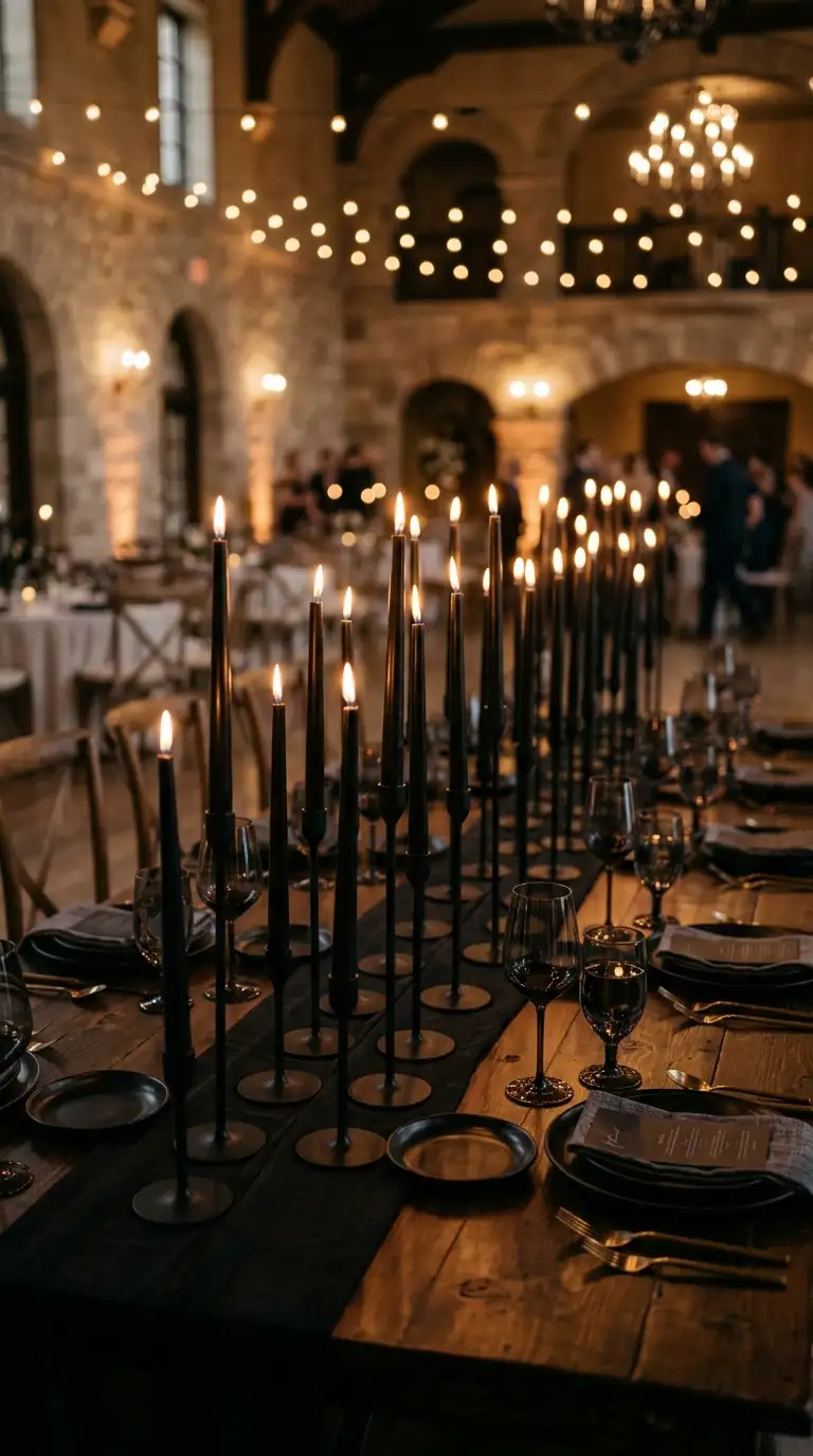 Black Taper Candle Centerpiece Display