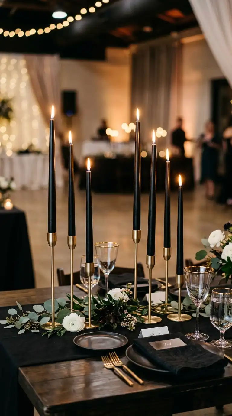 Black Taper Candle Clusters