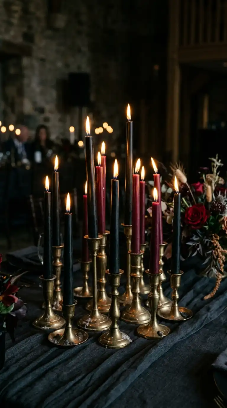 Black Taper Candle Tablescape