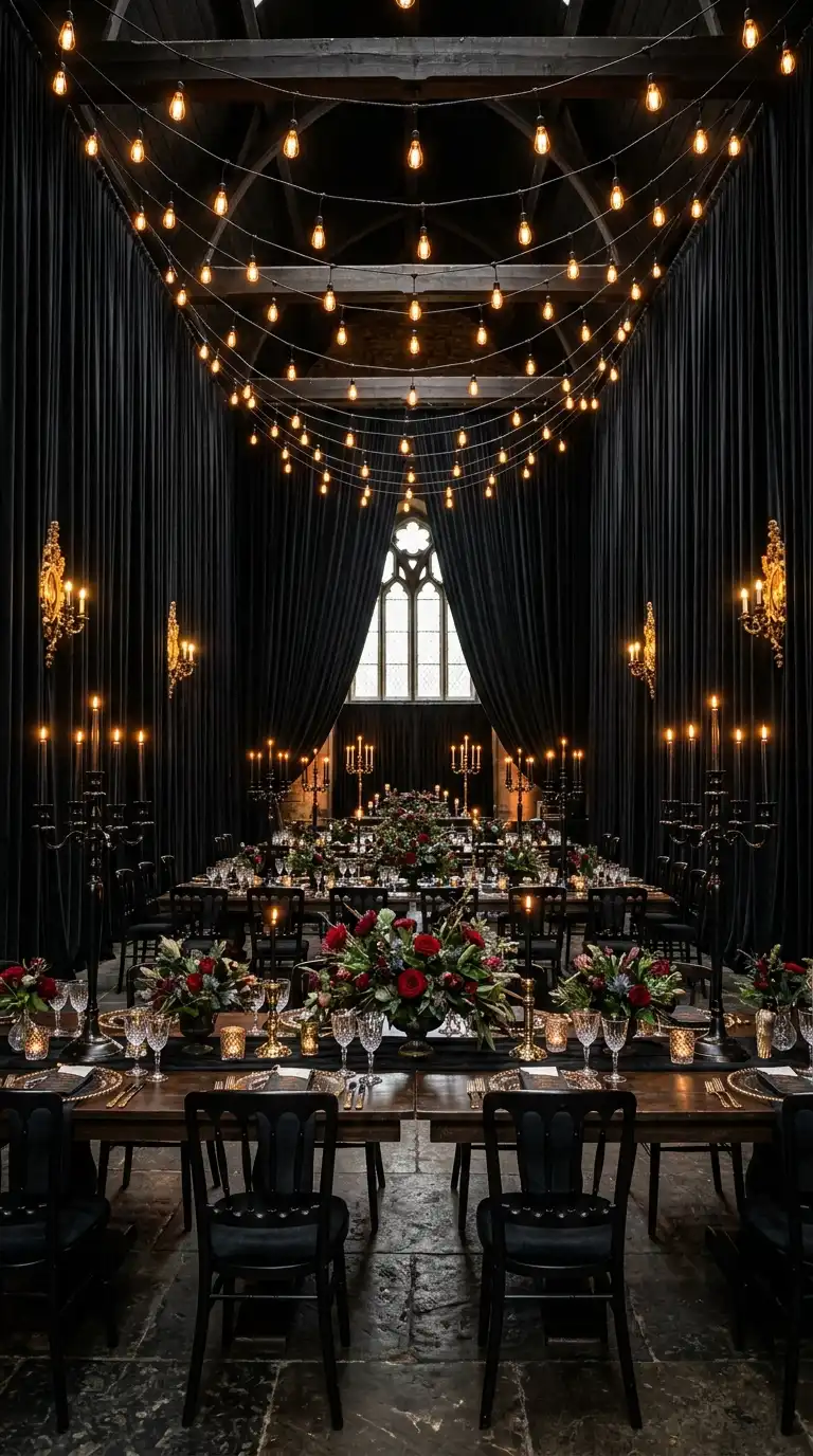 Black Velvet Reception Draping