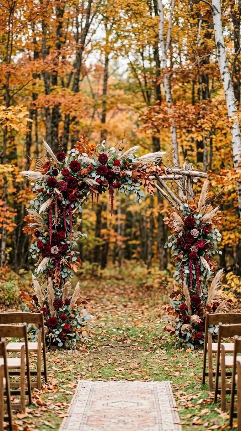 Burgundy Floral Ceremony Arch