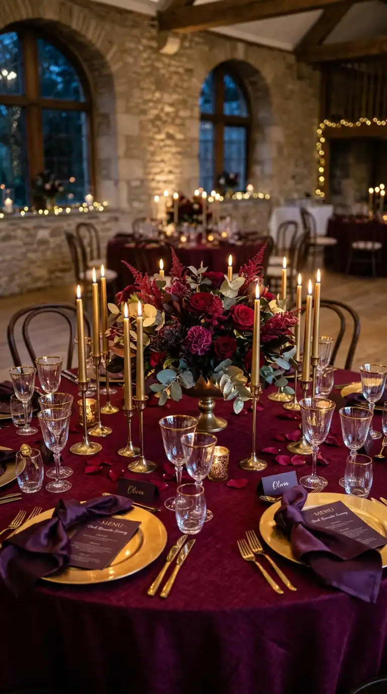 Burgundy Plum Metallic Gold