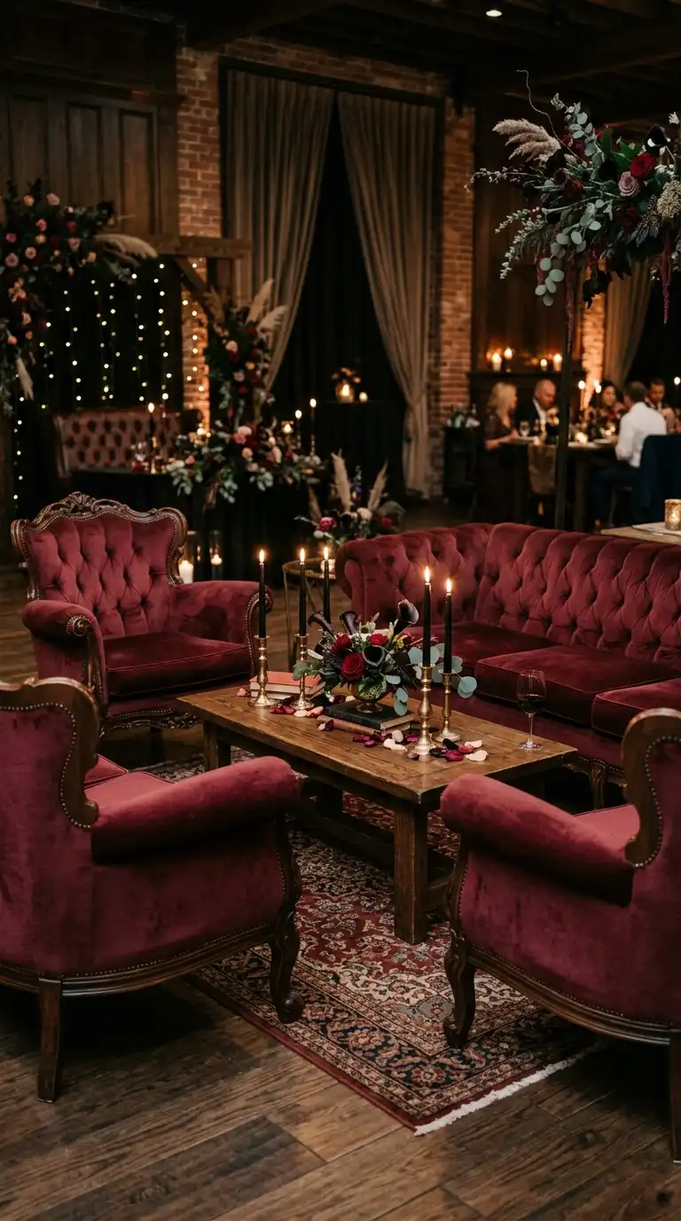 Burgundy Velvet Lounge Seating
