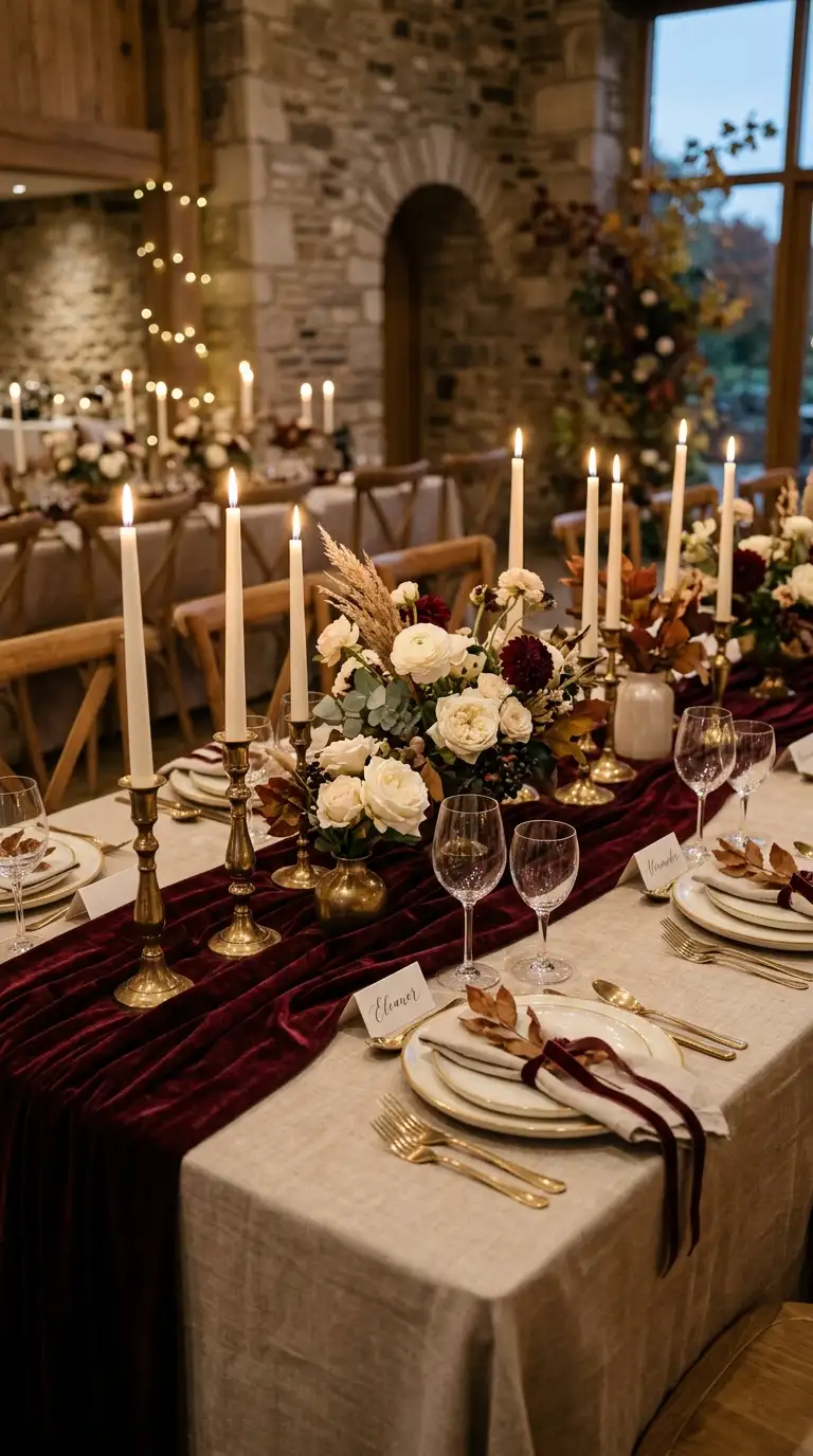 Burgundy Velvet Runner Setting
