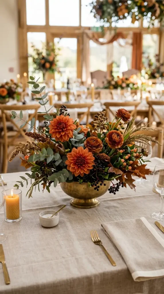 burnt orange floral arrangements
