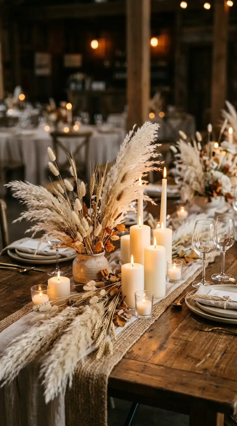 Candle Clusters With Dried Grasses