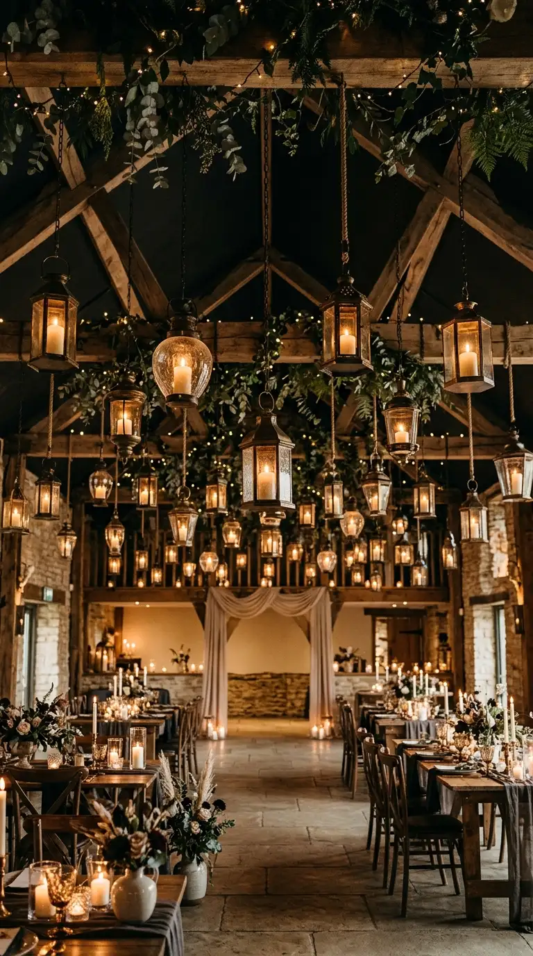 Candlelit Hanging Lantern Wedding Decor
