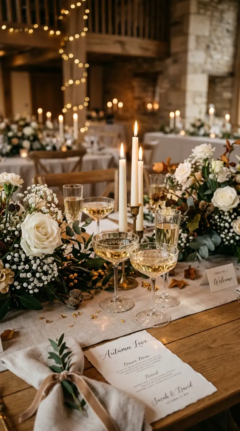 Champagne Glass And Candle Glow