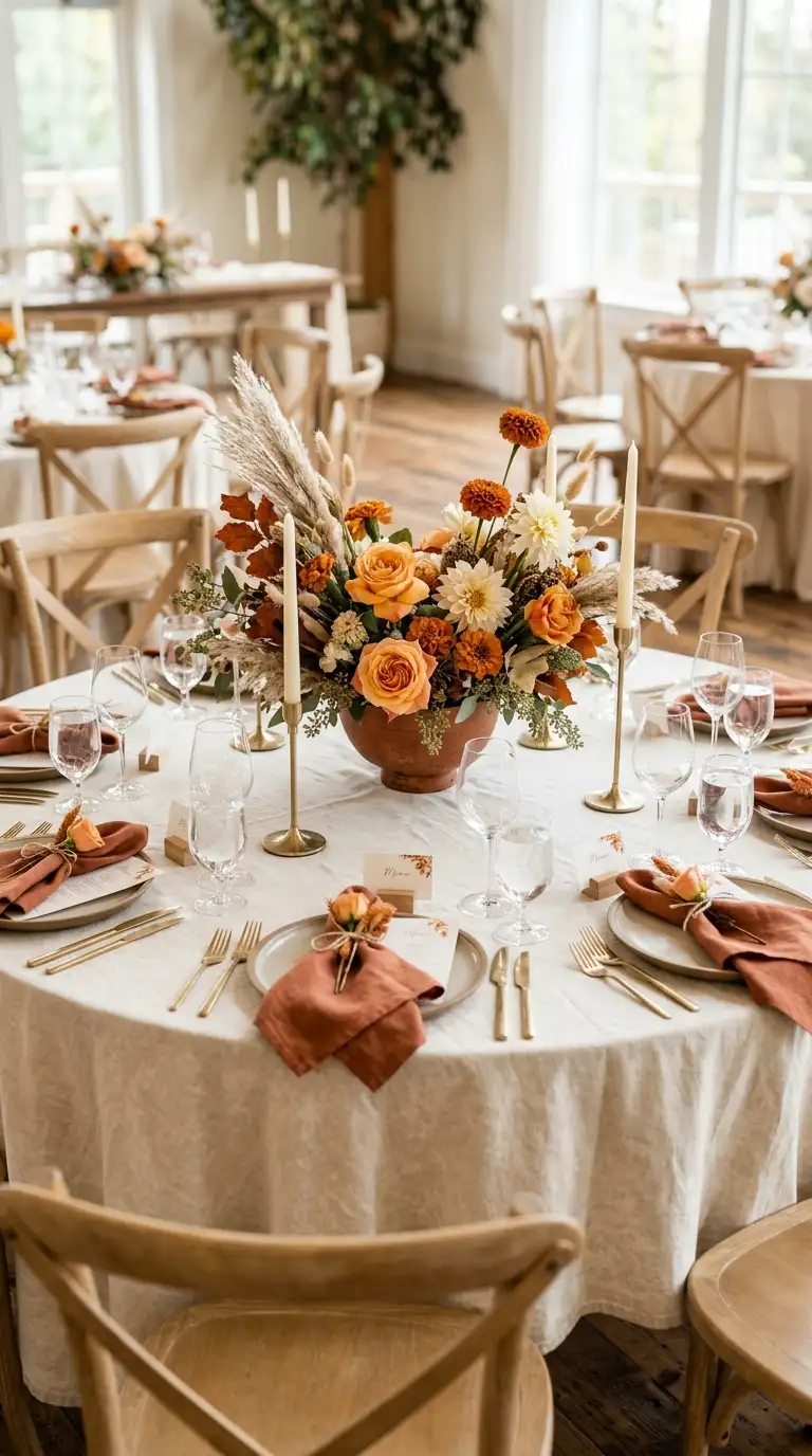 Cream Linen With Rust Accents