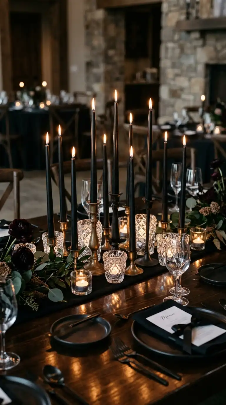 Crystal Black Candle Clusters