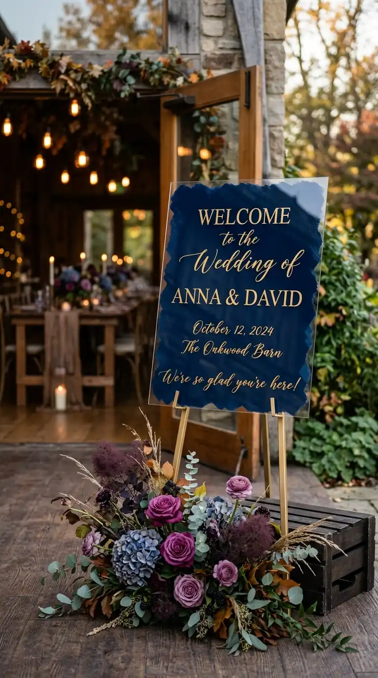 Dark Blue Plum Wedding Signage
