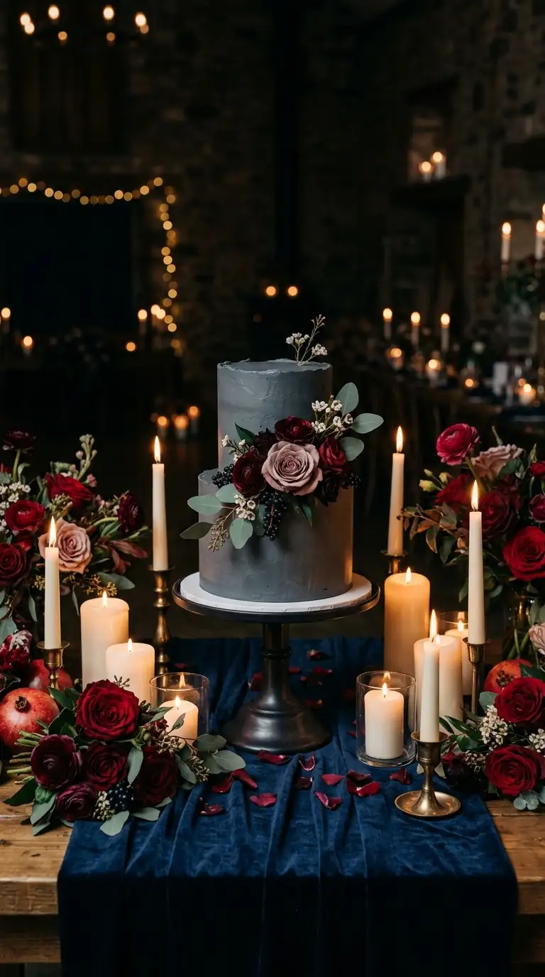Dark Romantic Cake Table Display