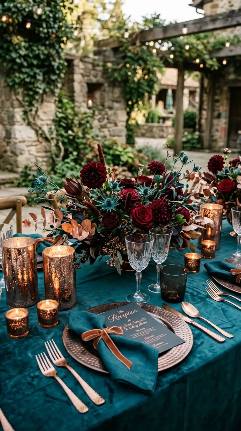 Dark Teal Burgundy Copper