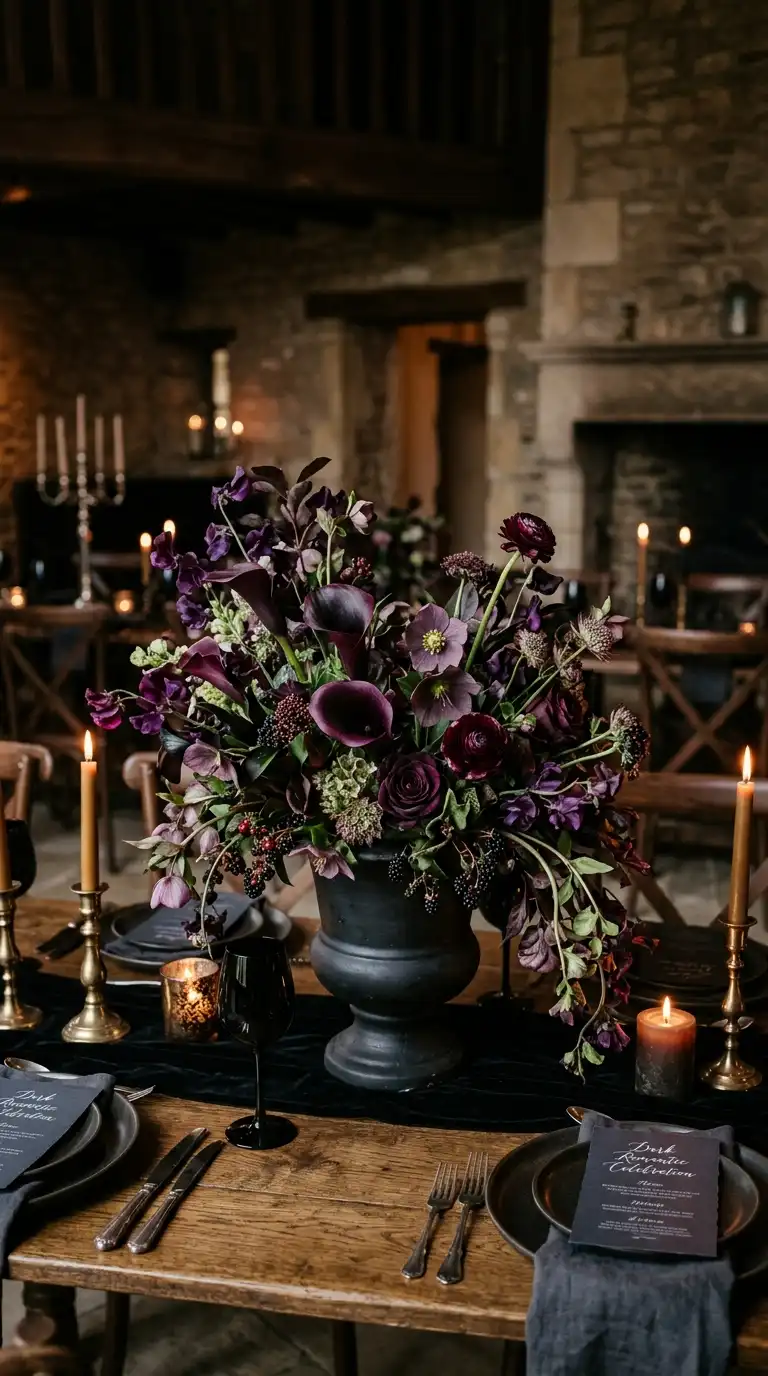 Deep Plum Floral Centerpieces