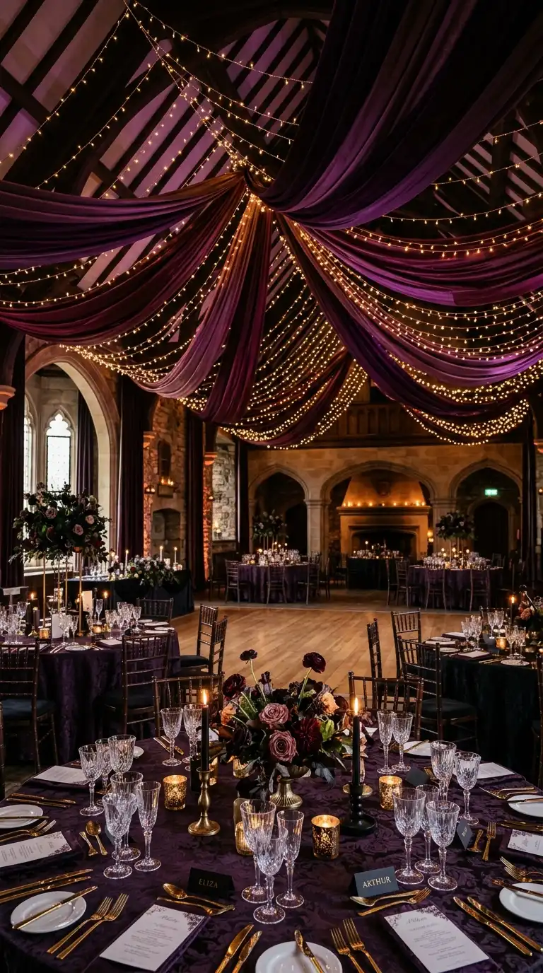 Deep Plum Reception Draping
