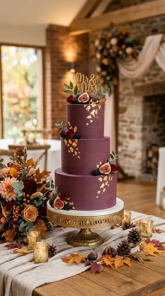 deep plum wedding cake