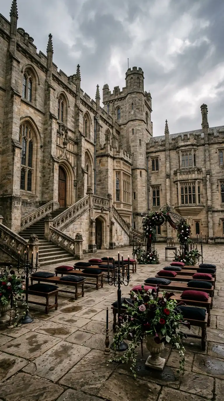 Dramatic Castle Wedding Backdrop