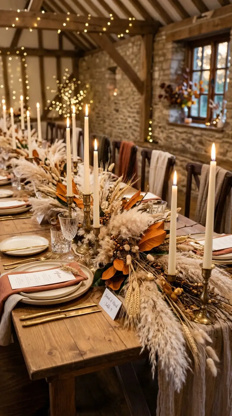 Dried Foliage And Taper Candles