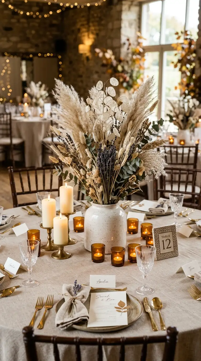 Dried Wildflower Round Table Arrangement