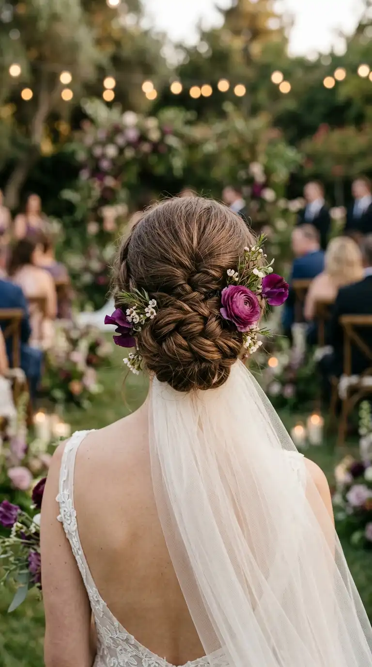 Elegant Plum Bridal Hair Flowers