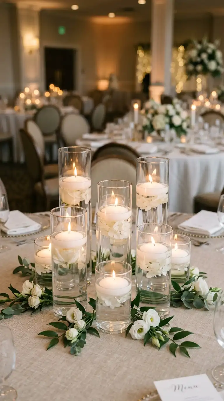 Floating Candles In Glass Cylinders