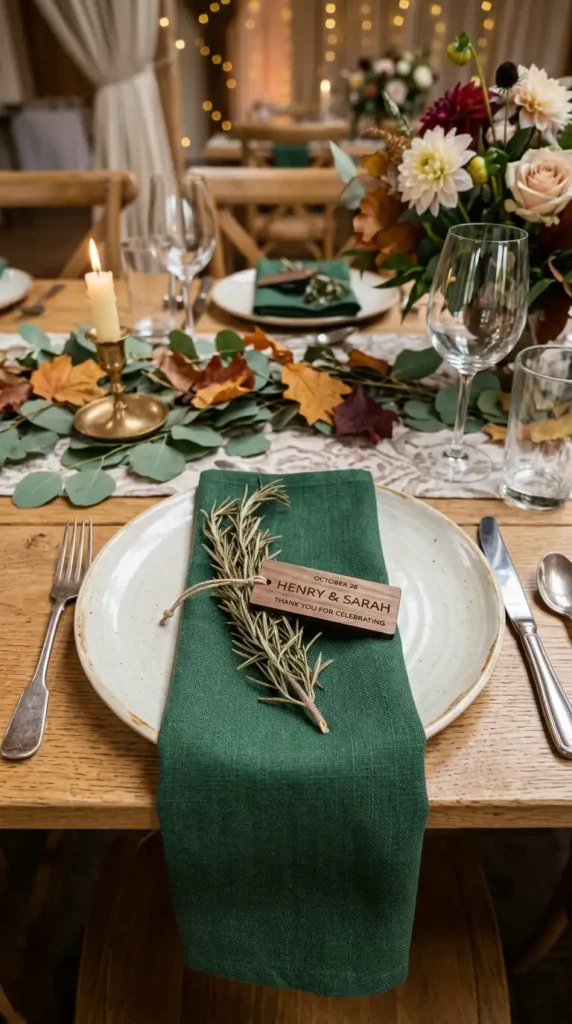 forest green napkin details