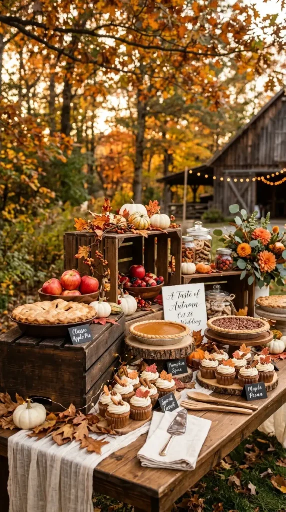 harvest inspired dessert table