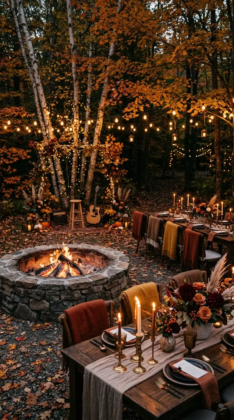 Intimate Fireside Wedding Reception