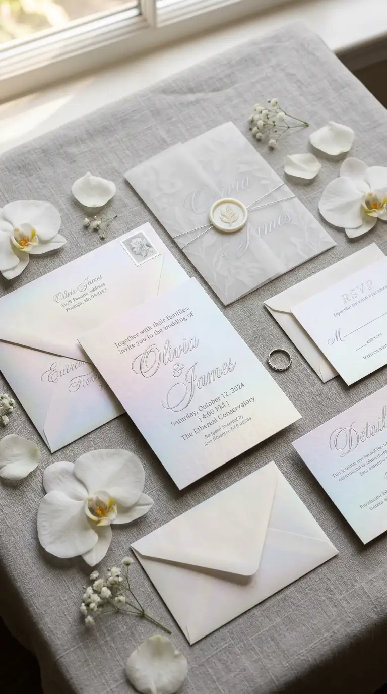 Iridescent Wedding Invitation Suite
