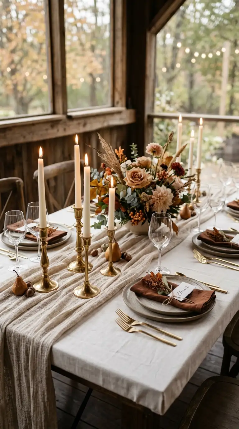 Ivory Linen With Brass Accents