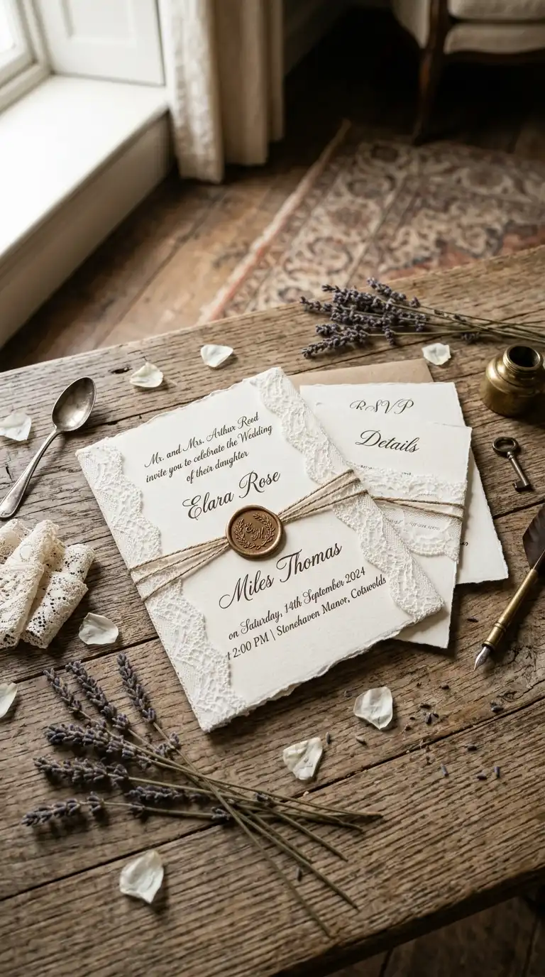 Lace Trimmed Wedding Invitations