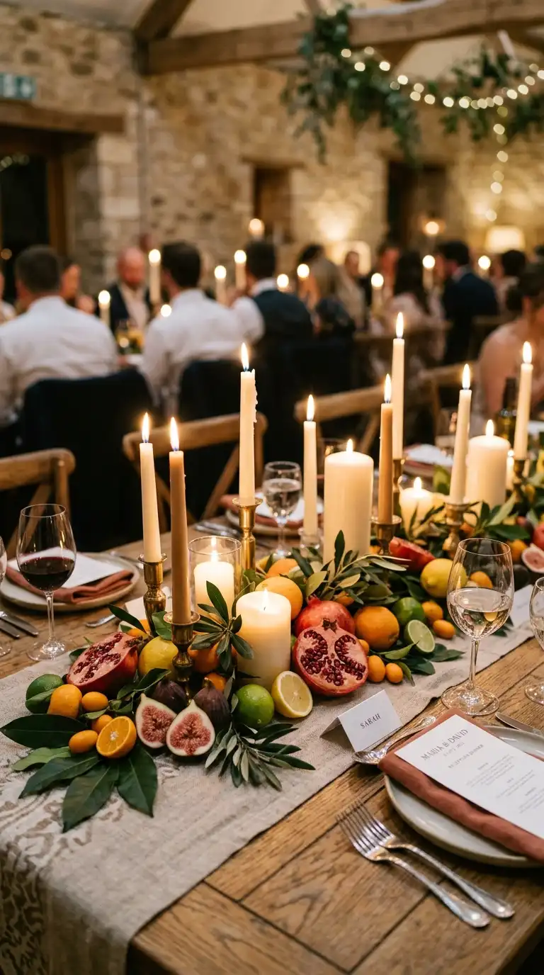 Layered Candles With Fruit Accents