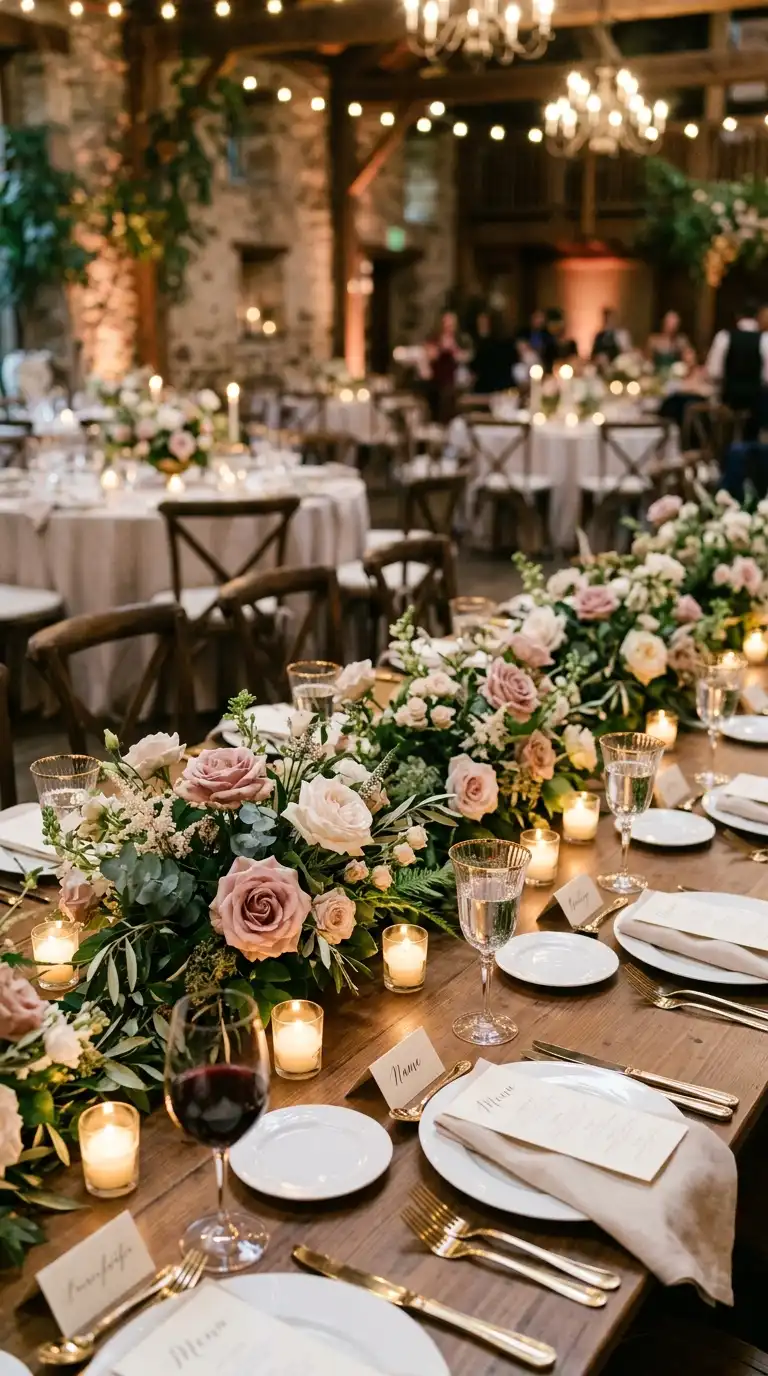 Low Candles With Meadow Florals
