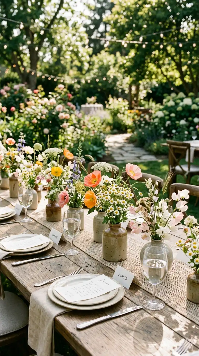 Low Wildflower Table Arrangements