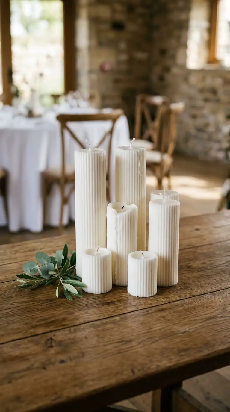 Minimal White Candle Centerpiece