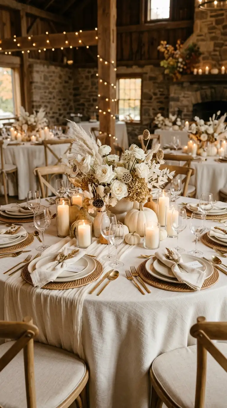 Monochromatic Warm Ivory Table Design