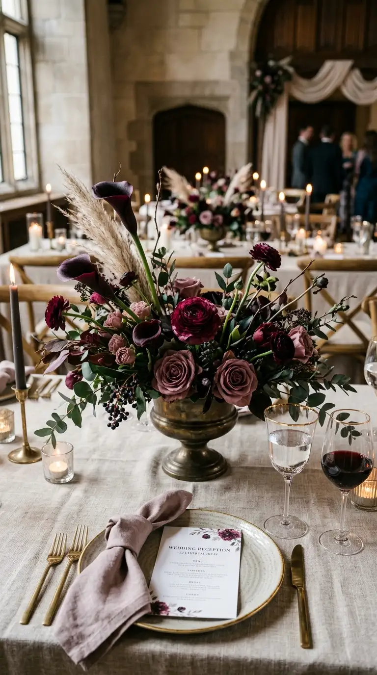 Moody Plum Floral Arrangements