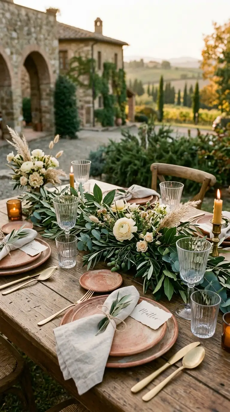 Olive Green Foliage Table Decor