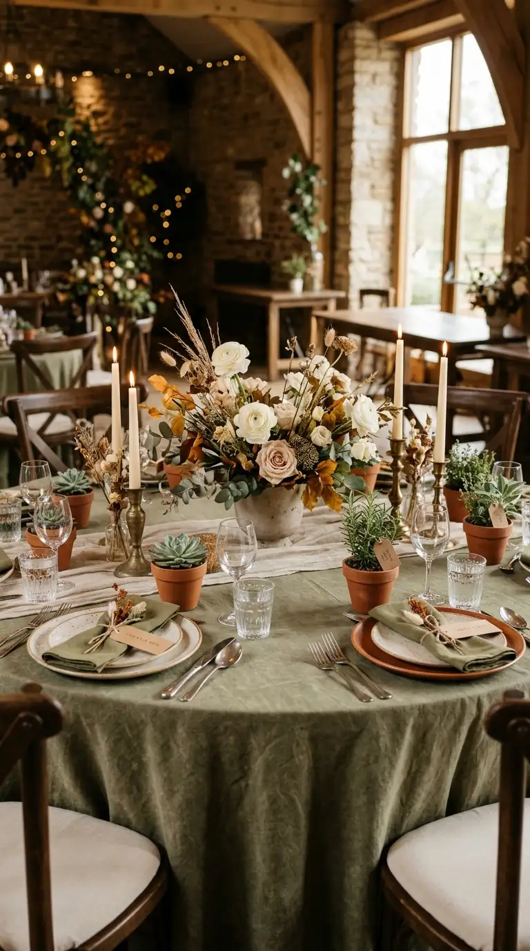 Olive Green Linen Table Design