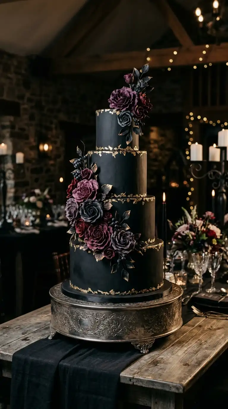 Ornate Black Wedding Cake