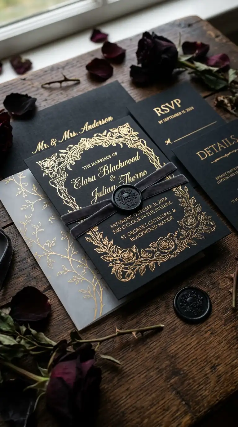Ornate Gothic Wedding Invitations