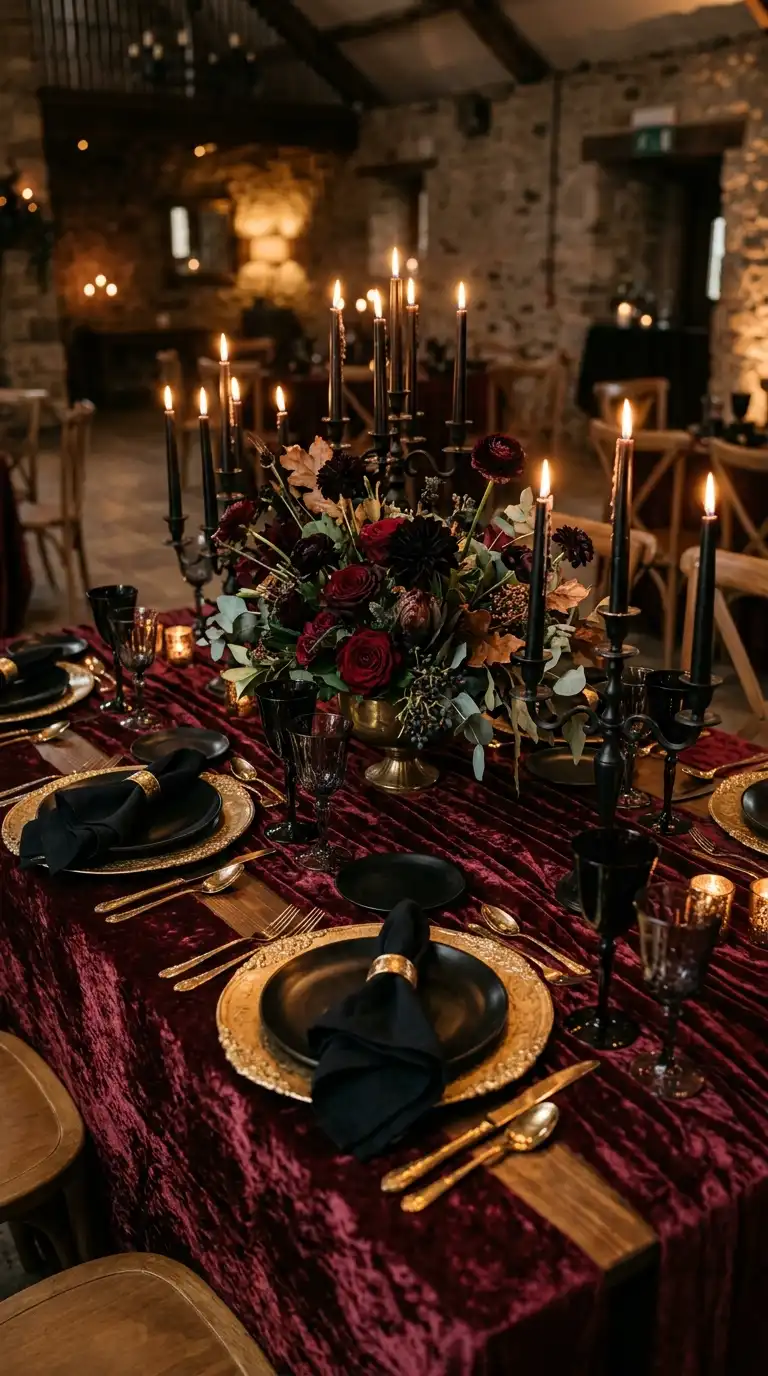 Oxblood Velvet Table Linens