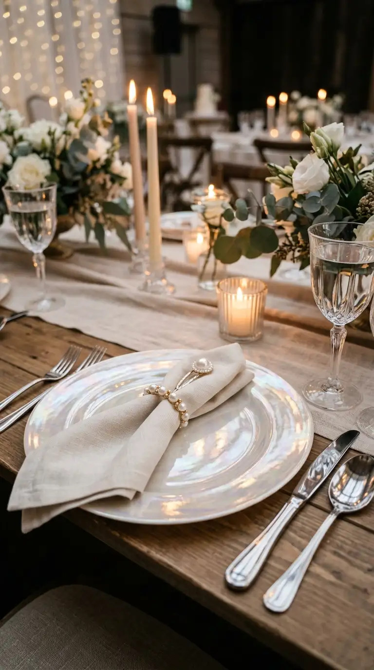 Pearlescent Table Setting Details