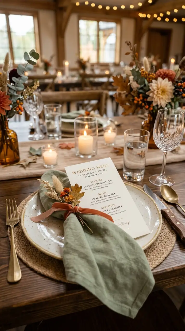 Personalized Autumn Menu Place Settings