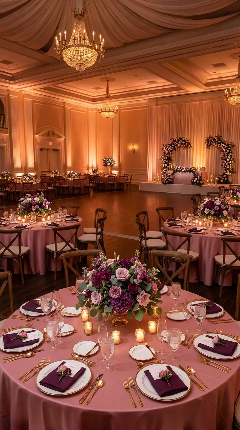 Plum And Blush Reception Decor